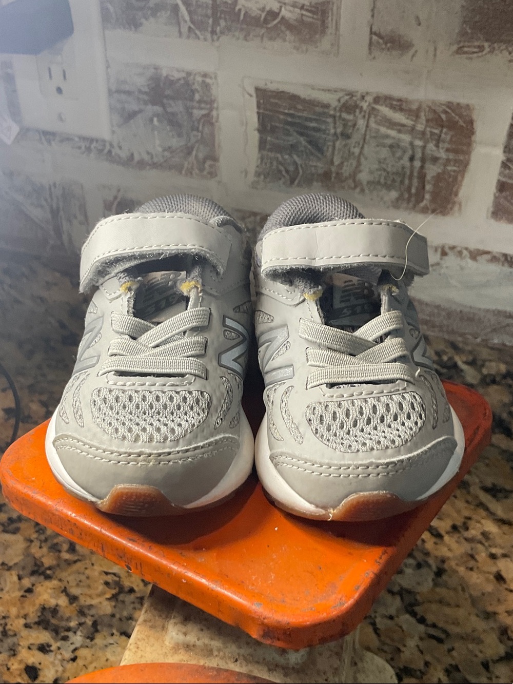 New Balance Kids Beige & White Suede Athletic Sneakers